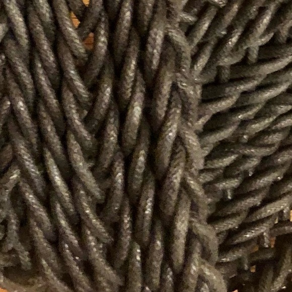 Barami woven chunky gray belt with brown leather clasp in front - Picture 2 of 5